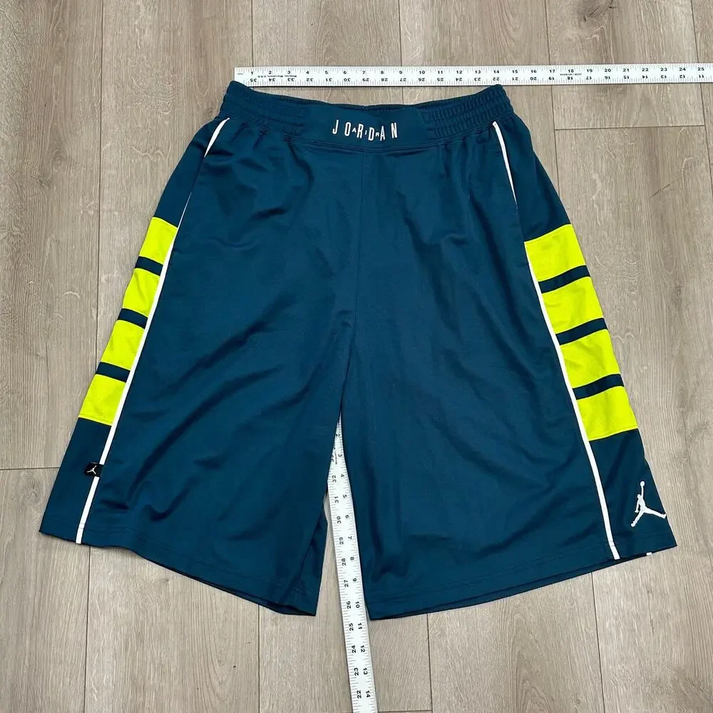 New Nike Jordan Cat Scratch basketball shorts Turquoise Yellow size XL B31